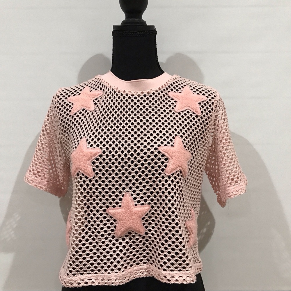Forever 21 Pink Star Mesh Top